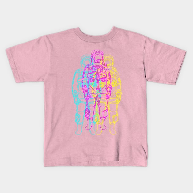 Cyan Magenta Yellow Outline Basic Flight Suit Kids T-Shirt by terrybain